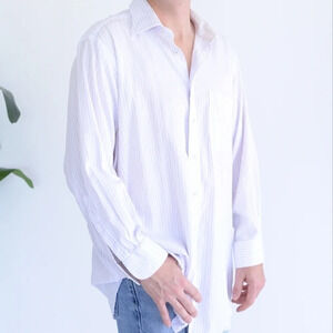 Redford 100% Egyptian Cotton White/ Purple Stripe Dress Shirt - Size 17